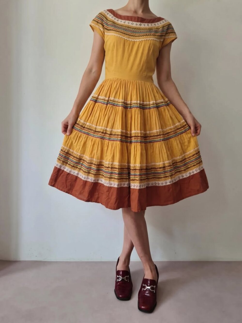 Vintage 1950s Yellow Patio Dress